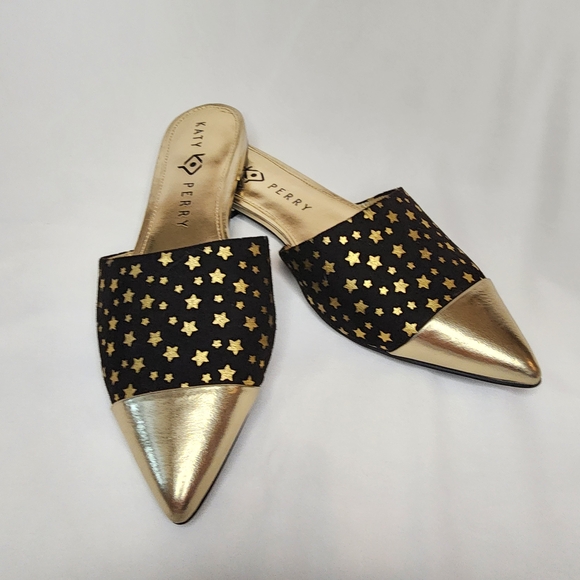 Katy Perry Collections Starry Black and Gold Mules - Picture 1 of 4